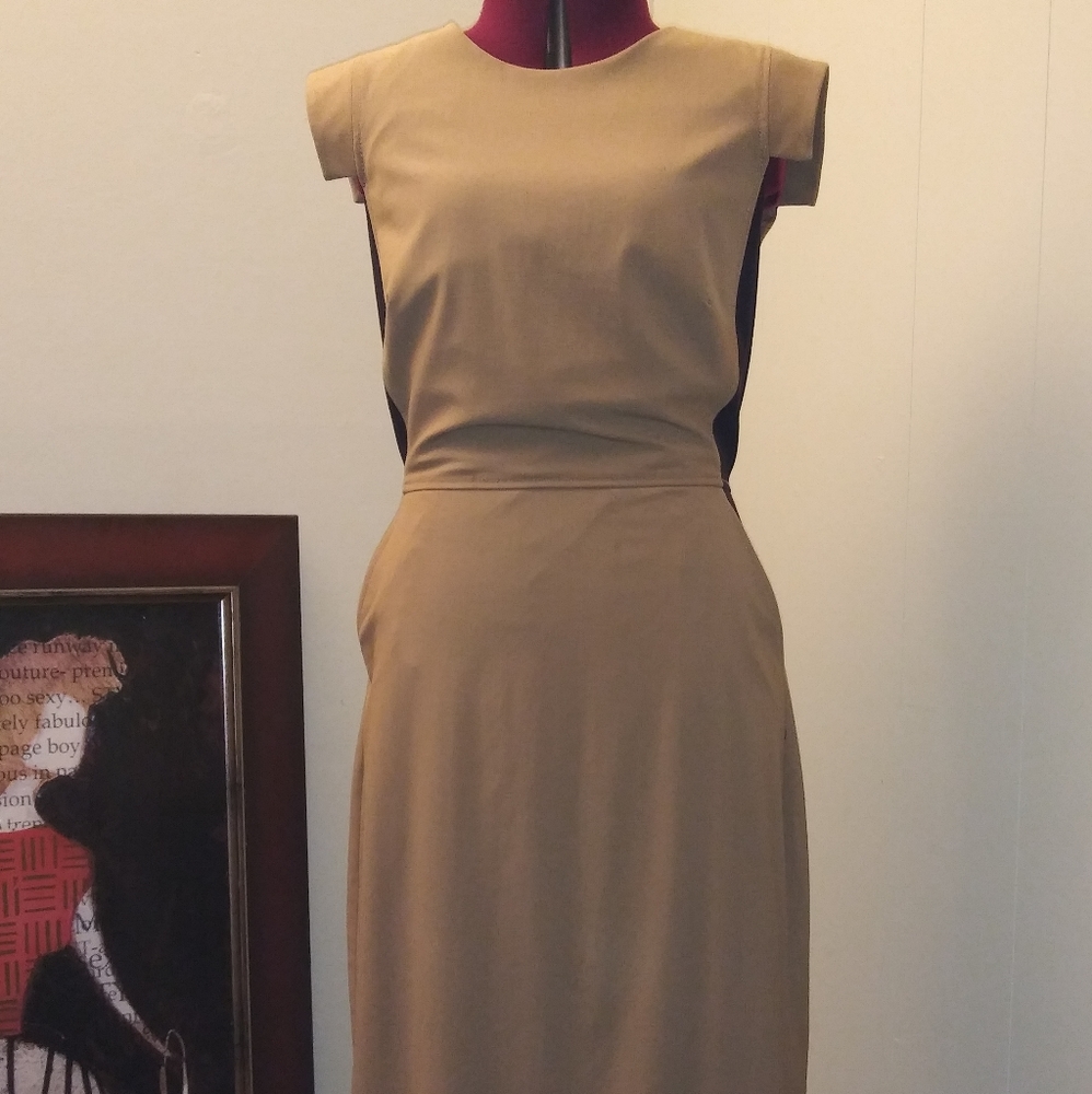 J. Crew Tan Navy Dress Size 4 Like New